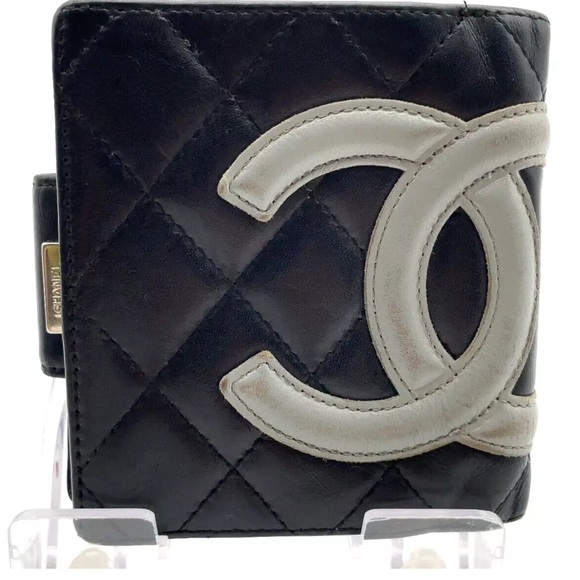 Authentic CHANEL Chanel Black Leather Coco Mark W/Box - Picture 2 of 13